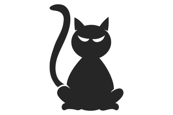 Black Cat Silhouette for Embroidery Projects