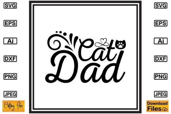 Cat Dad Cute Typography Design Review