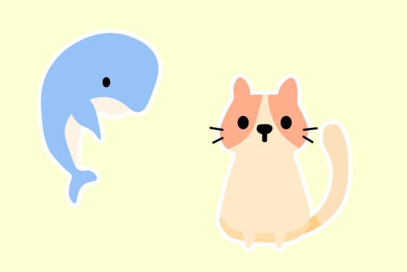 Cat Dolphin Icon Stickers Design Review