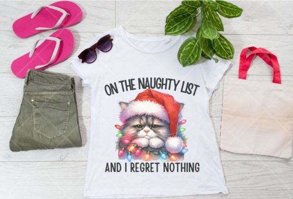 Funny Cat Christmas Png for Embroidery Projects