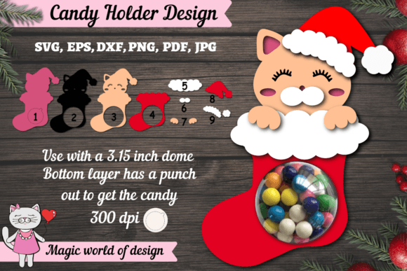Ginger Cat in Christmas Sock Candy Dome