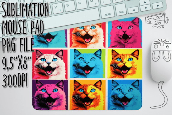 Playful Cat Illustration Mouse Pad Design Review